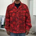 Red Punk Skull Pattern Print Men's Shirt Jacket