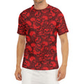 Red Punk Skull Pattern Print Men's Short Sleeve Rash Guard
