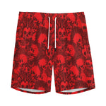 Red Punk Skull Pattern Print Men's Sports Shorts