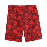 Red Punk Skull Pattern Print Men's Sports Shorts