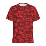 Red Punk Skull Pattern Print Men's Sports T-Shirt