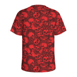 Red Punk Skull Pattern Print Men's Sports T-Shirt
