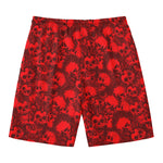Red Punk Skull Pattern Print Men's Swim Trunks