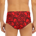 Red Punk Skull Pattern Print Men's Triangle Swim Briefs