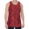 Red Punk Skull Pattern Print Men's Velvet Tank Top