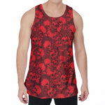 Red Punk Skull Pattern Print Men's Velvet Tank Top