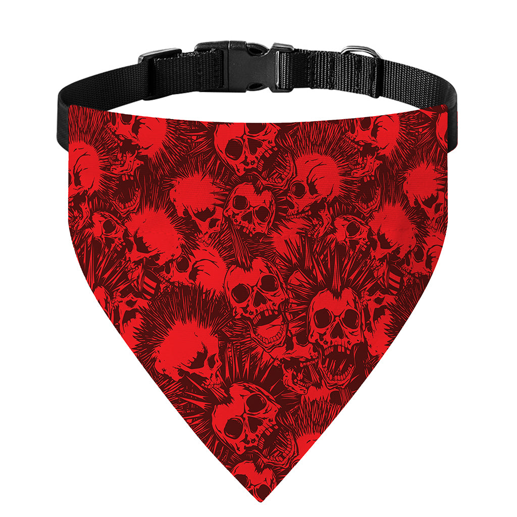 Red Punk Skull Pattern Print Over The Collar Dog Bandana
