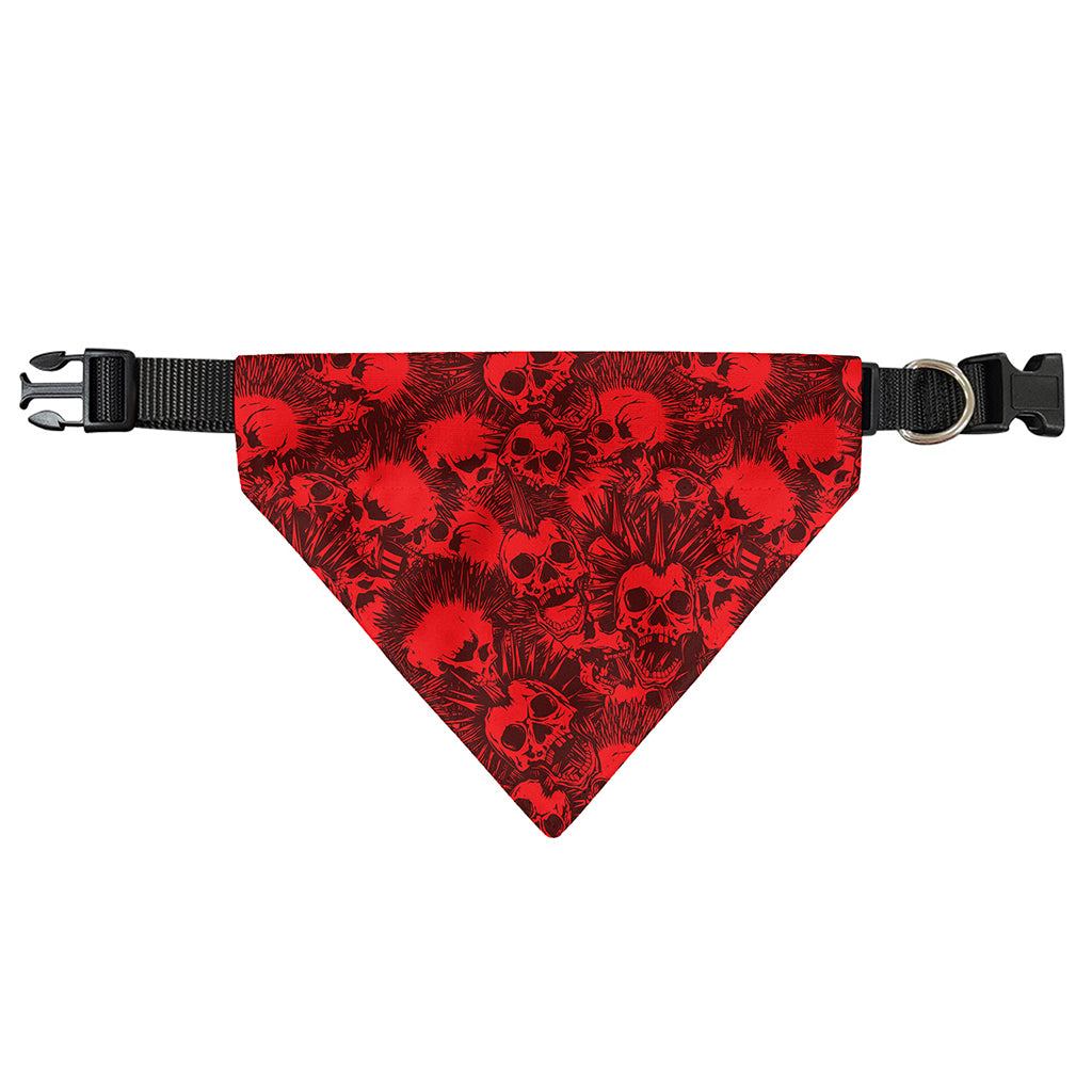 Red Punk Skull Pattern Print Over The Collar Dog Bandana