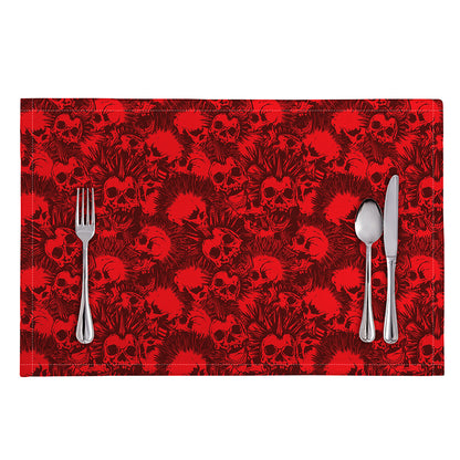 Red Punk Skull Pattern Print Placemat