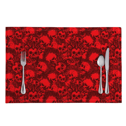 Red Punk Skull Pattern Print Placemat