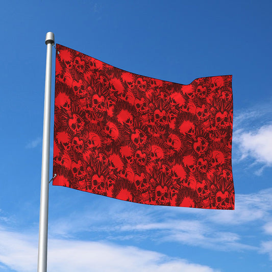 Red Punk Skull Pattern Print Polyester Flag