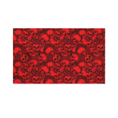 Red Punk Skull Pattern Print Polyester Flag