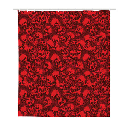 Red Punk Skull Pattern Print Polyester Shower Curtain