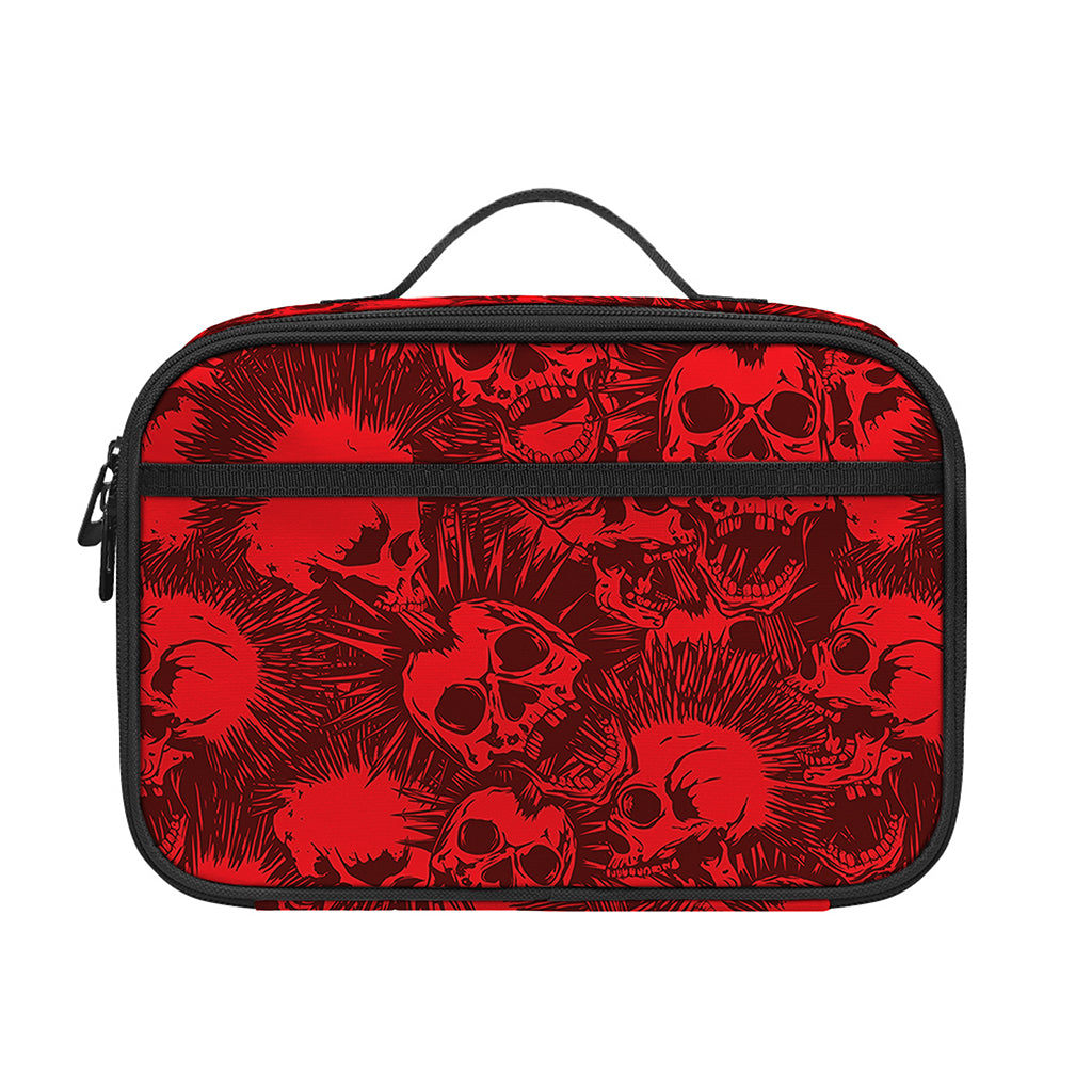 Red Punk Skull Pattern Print Portable Lunch Bag