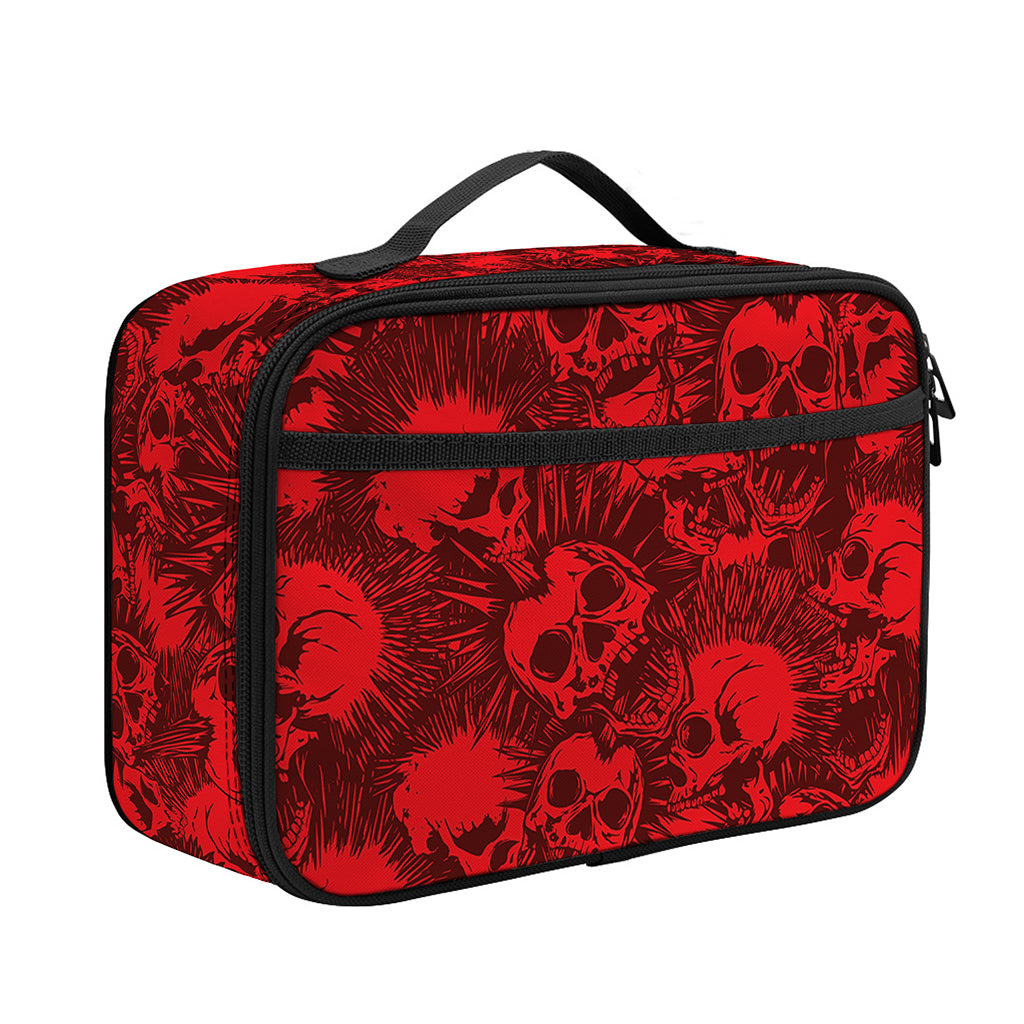 Red Punk Skull Pattern Print Portable Lunch Bag