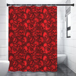 Red Punk Skull Pattern Print Premium Shower Curtain