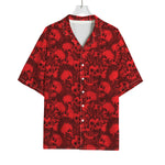 Red Punk Skull Pattern Print Rayon Hawaiian Shirt