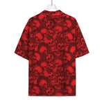Red Punk Skull Pattern Print Rayon Hawaiian Shirt