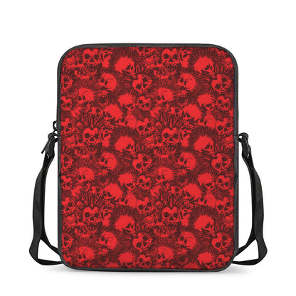 Red Punk Skull Pattern Print Rectangular Crossbody Bag