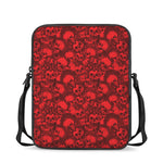 Red Punk Skull Pattern Print Rectangular Crossbody Bag