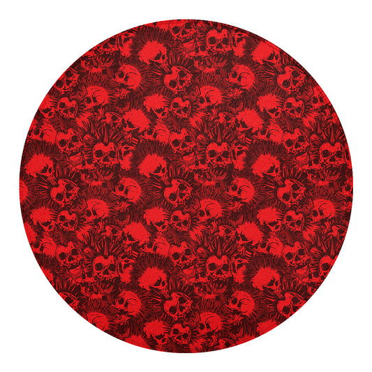 Red Punk Skull Pattern Print Round Blanket