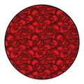Red Punk Skull Pattern Print Round Floor Mat