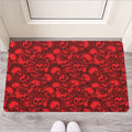 Red Punk Skull Pattern Print Rubber Doormat