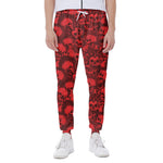 Red Punk Skull Pattern Print Scuba Joggers