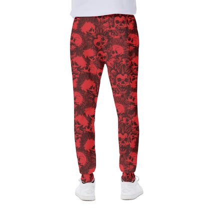 Red Punk Skull Pattern Print Scuba Joggers