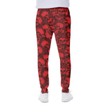Red Punk Skull Pattern Print Scuba Joggers