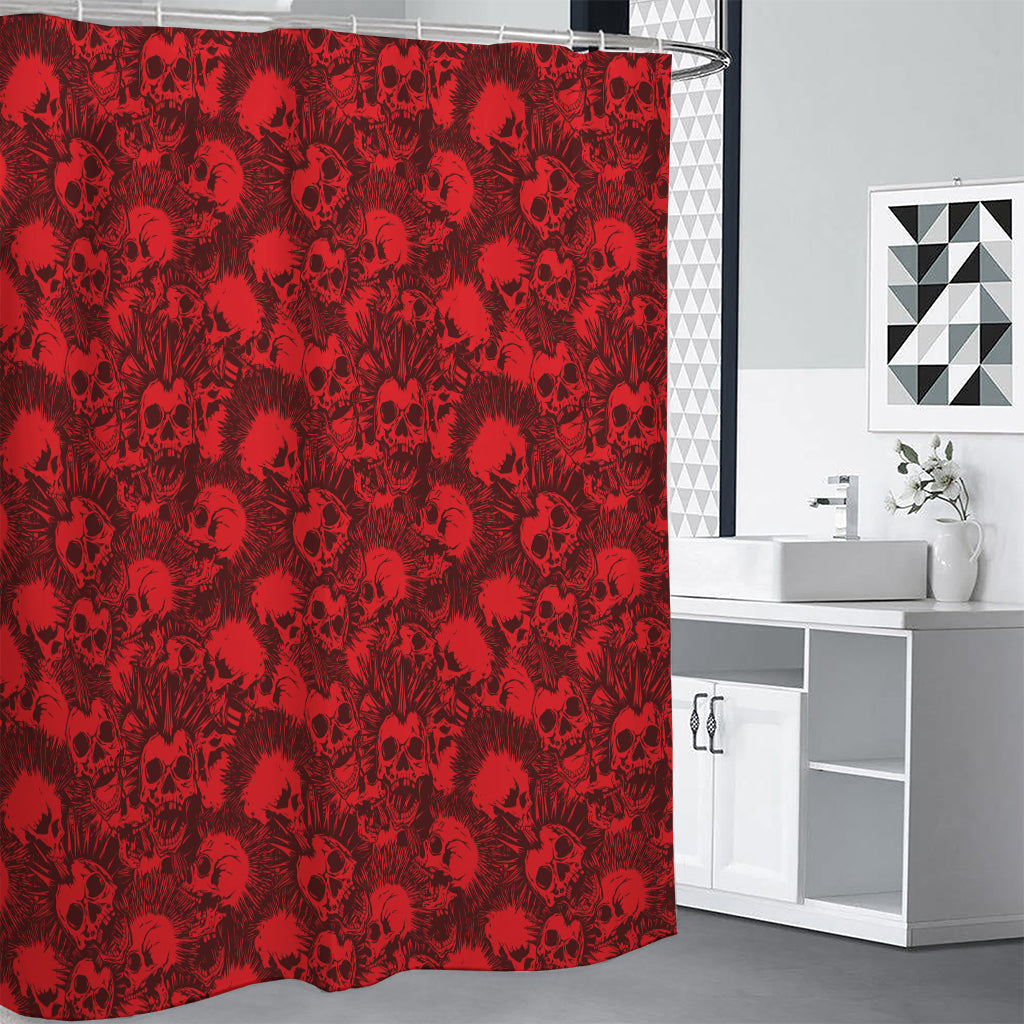 Red Punk Skull Pattern Print Shower Curtain