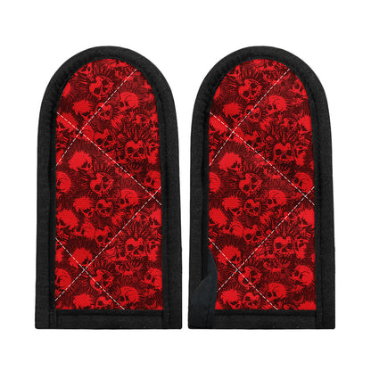 Red Punk Skull Pattern Print Skillet Handle Cover