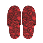 Red Punk Skull Pattern Print Slippers