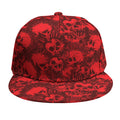 Red Punk Skull Pattern Print Snapback Cap