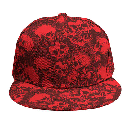 Red Punk Skull Pattern Print Snapback Cap