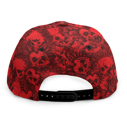 Red Punk Skull Pattern Print Snapback Cap