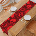 Red Punk Skull Pattern Print Table Runner
