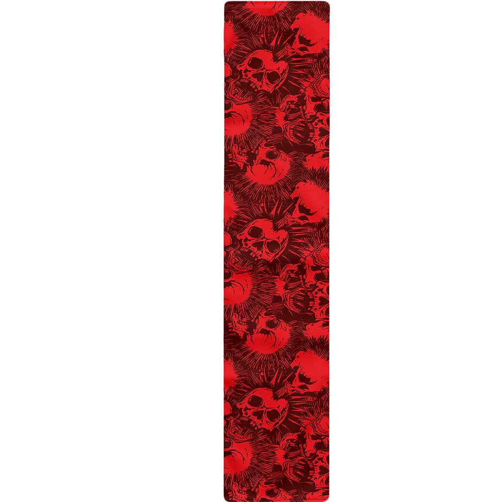 Red Punk Skull Pattern Print Table Runner