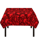 Red Punk Skull Pattern Print Tablecloth
