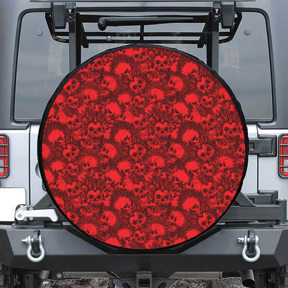 Red Punk Skull Pattern Print Tire Cover