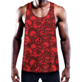 Red Punk Skull Pattern Print Men's Workout Tank Top