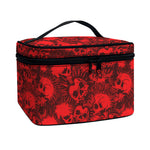 Red Punk Skull Pattern Print Travel Makeup Bag
