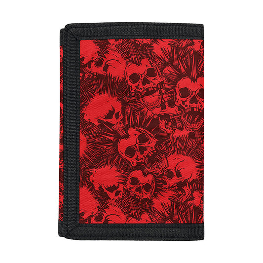 Red Punk Skull Pattern Print Trifold Wallet