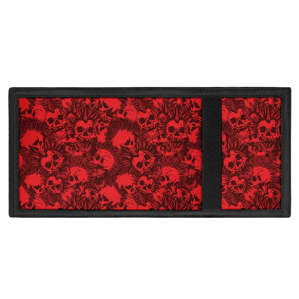 Red Punk Skull Pattern Print Trifold Wallet