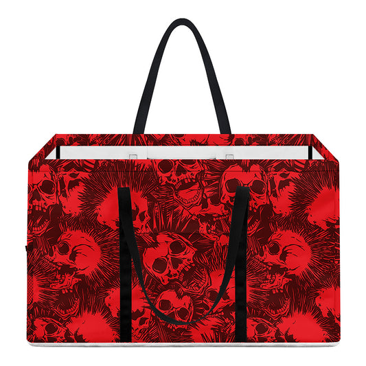 Red Punk Skull Pattern Print Utility Tote Bag
