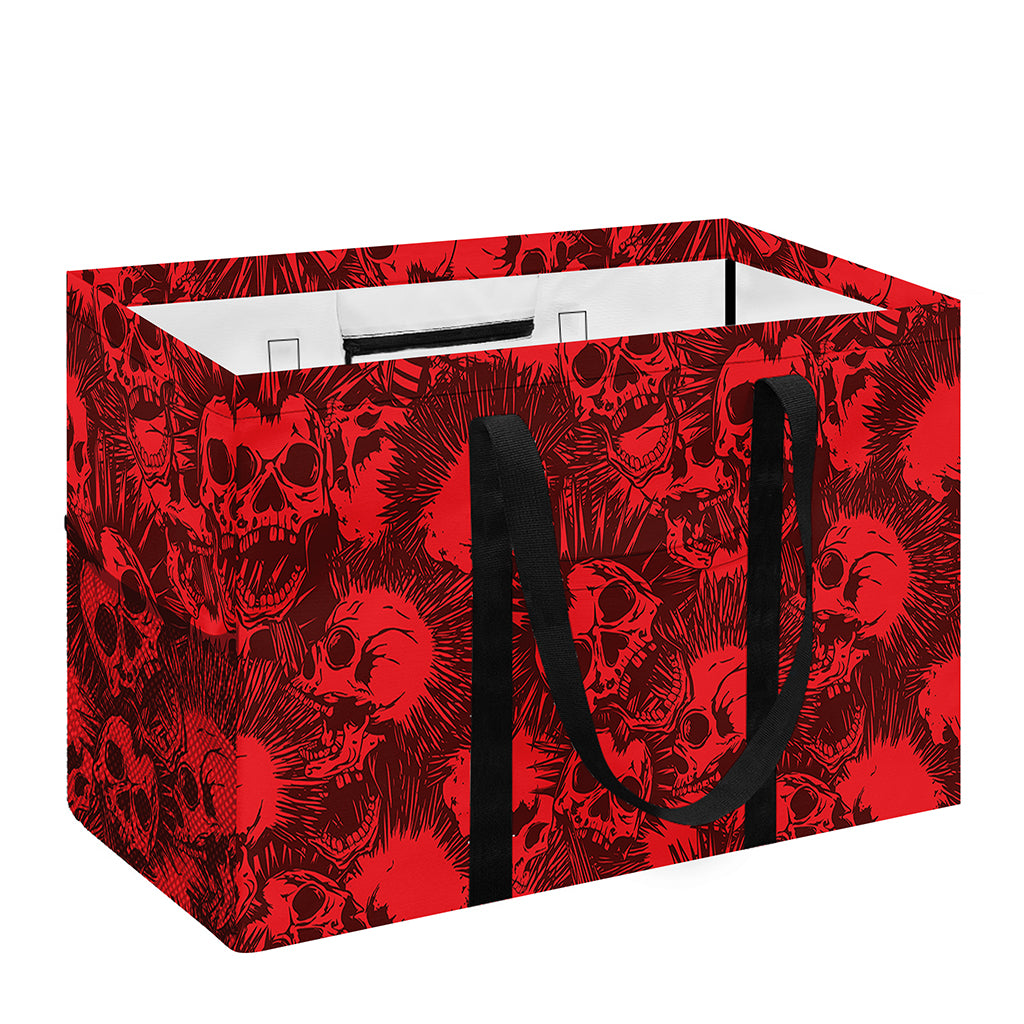 Red Punk Skull Pattern Print Utility Tote Bag
