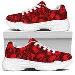 Red Punk Skull Pattern Print White Chunky Shoes