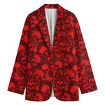 Red Punk Skull Pattern Print Women's Blazer