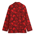 Red Punk Skull Pattern Print Women's Cotton Blazer
