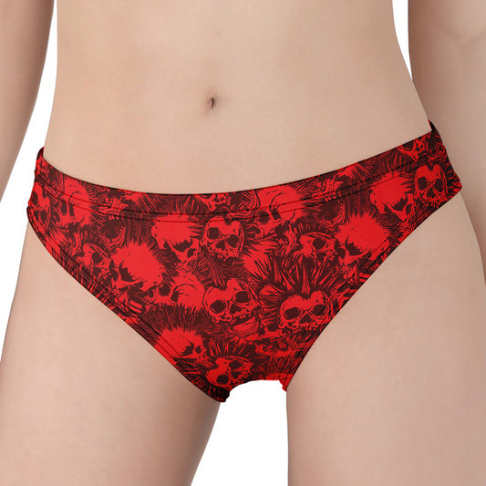 Red Punk Skull Pattern Print Women's Panties